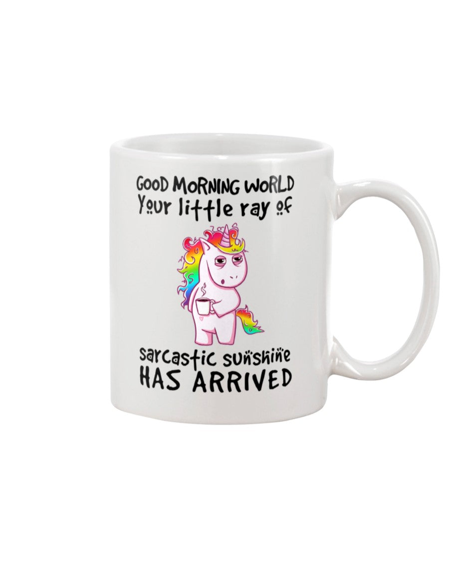Funny Coffee Mug | Unicorn Good Morning World | Funny Badass Quotes Drinkware Gift