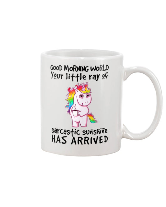 Funny Coffee Mug | Unicorn Good Morning World | Funny Badass Quotes Drinkware Gift