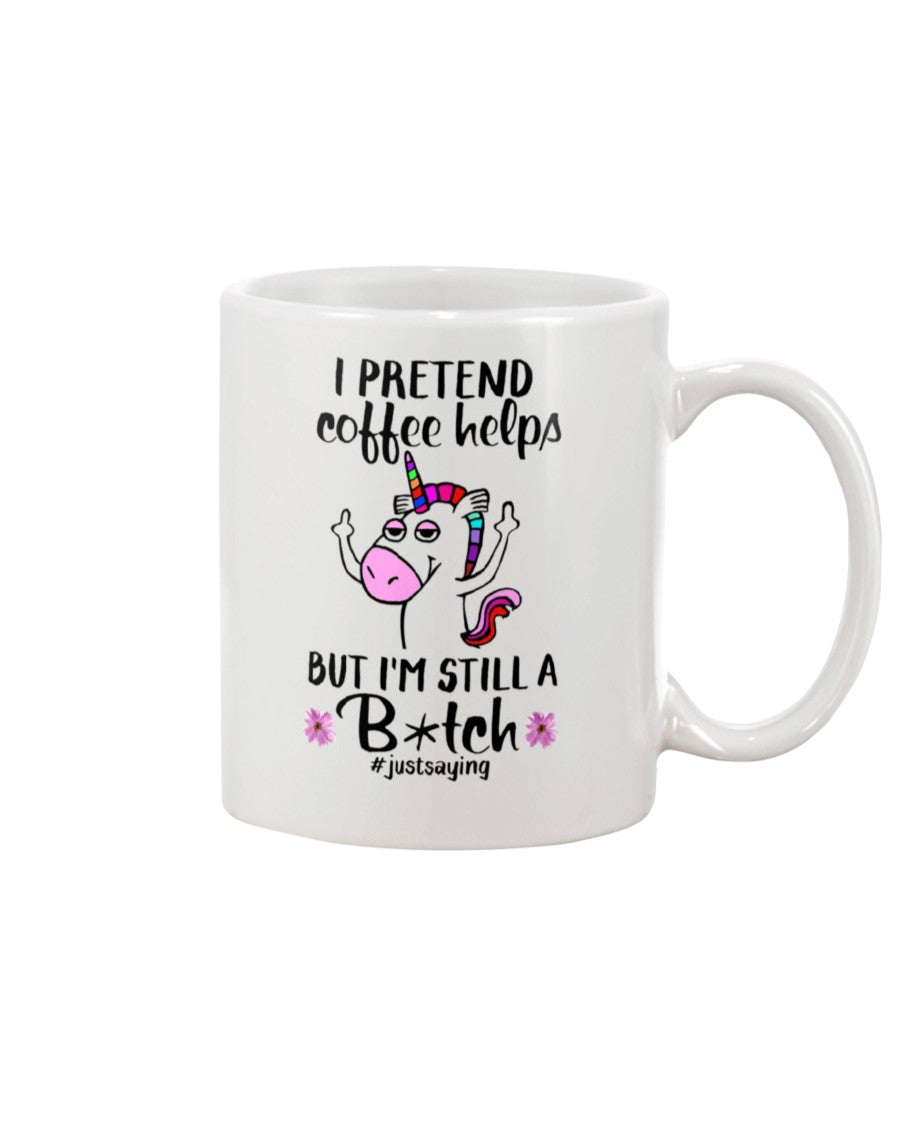 Funny Coffee Mug | Unicorn Coffee Helps | Funny Badass Quotes Drinkware Gift