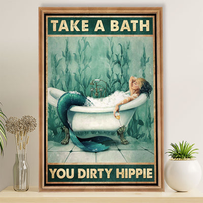 Bathroom Poster Take A Bath You Dirty Hippie | Funny Wall Art Gift for  Friends, Room Décor for Restroom