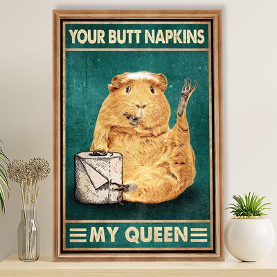 Bathroom Canvas Your Butt Napkins My Queen | Wall Art Funny Gift for Friends, Room Décor for Restroom