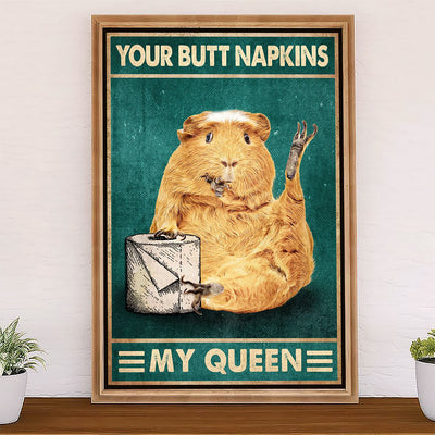 Bathroom Canvas Your Butt Napkins My Queen | Wall Art Funny Gift for Friends, Room Décor for Restroom