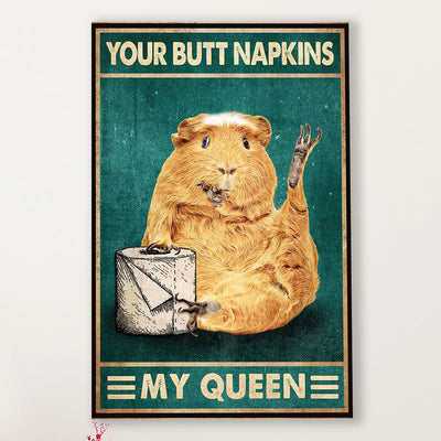 Bathroom Canvas Your Butt Napkins My Queen | Wall Art Funny Gift for Friends, Room Décor for Restroom