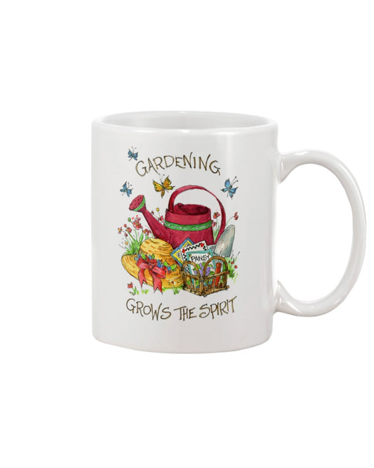 Gardening Coffee Mug | Butterflies Gardening Grow The Spirit | Drinkware Gift for Gardener, Plants Lover