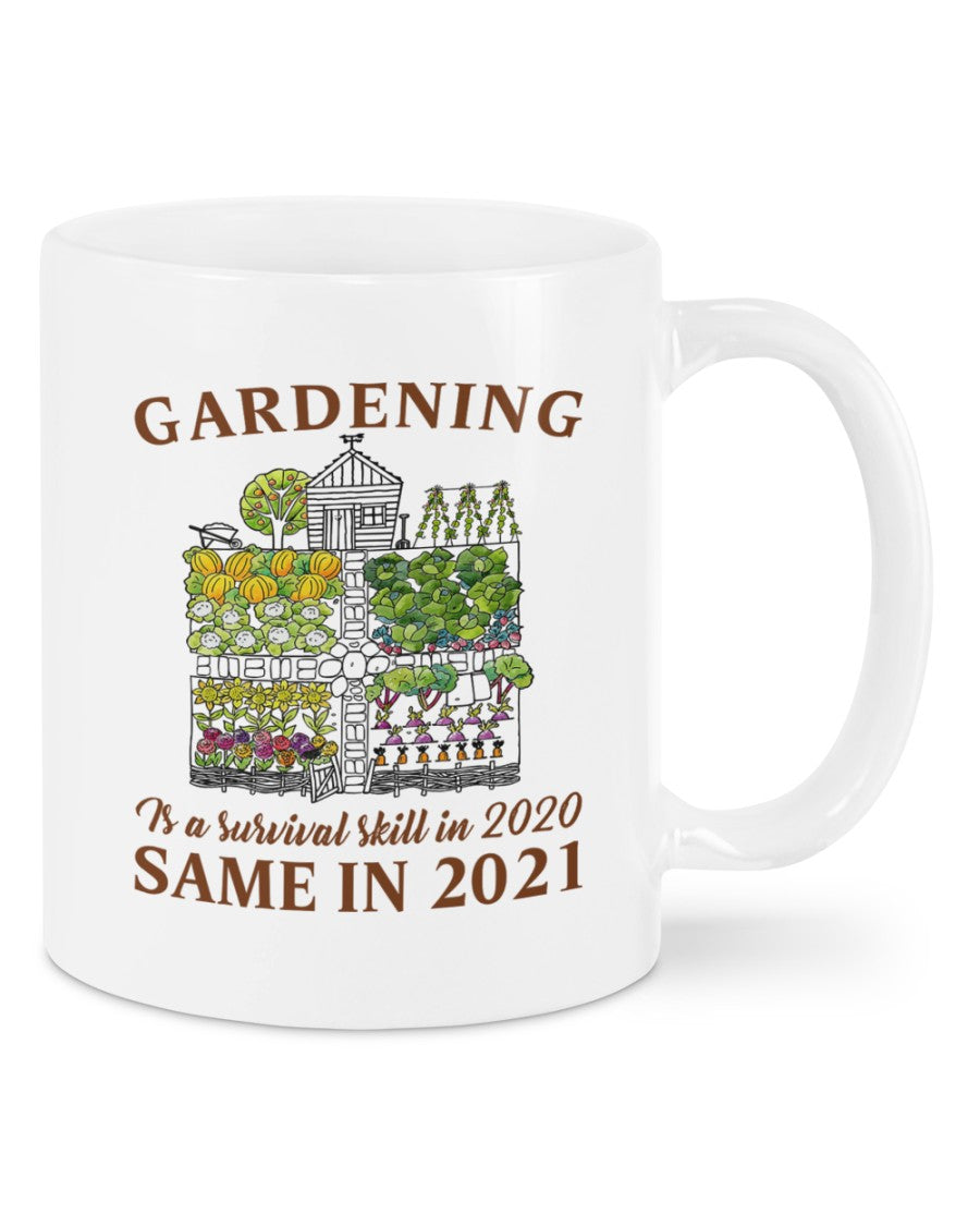 Gardening Coffee Mug | Gardening Is A Survival Skill | Drinkware Gift for Gardener, Plants Lover