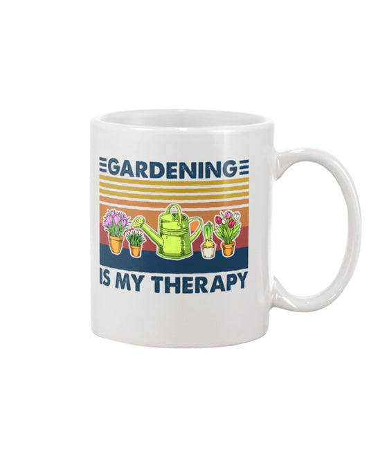 Gardening Coffee Mug | Gardening Is My Therapy | Drinkware Gift for Gardener, Plants Lover