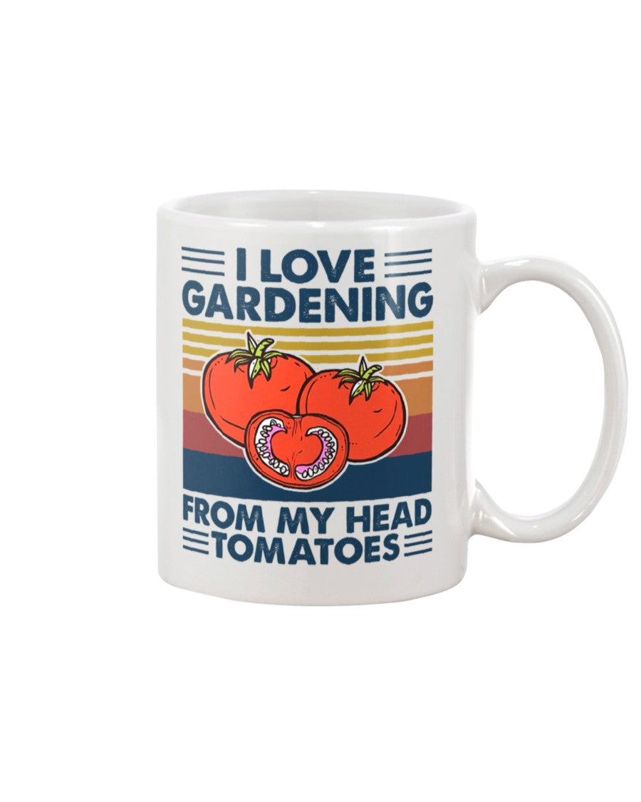 Gardening Coffee Mug | Tomatoes I Love Gardening | Drinkware Gift for Gardener, Plants Lover