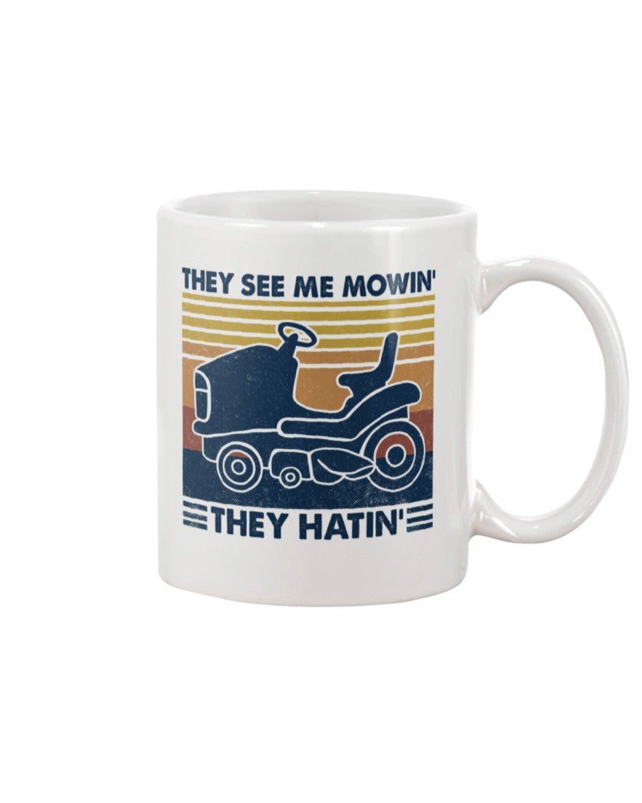 Gardening Coffee Mug | They See Mee Mowin' | Drinkware Gift for Gardener, Plants Lover