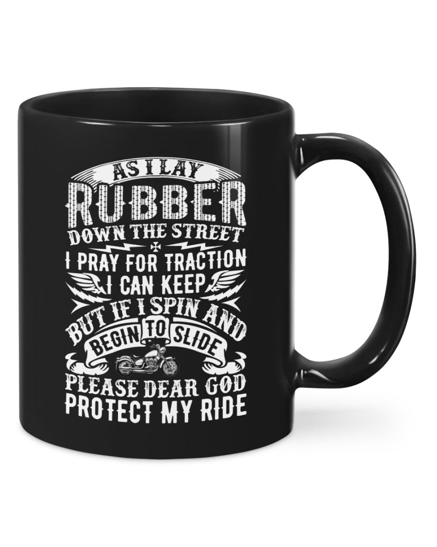 Motorcycle Coffee Mug | Rubber Down The Street | Drinkware Gift for Men Women Biker, Motorcyclist