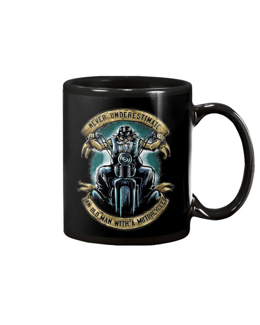 Motorcycle Coffee Mug | Old Man With A Motorcycle | Drinkware Gift for Men Women Biker, Motorcyclist