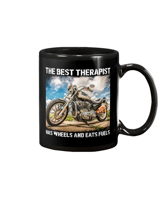 Motorcycle Coffee Mug | Best Therapist | Drinkware Gift for Men Women Biker, Motorcyclist