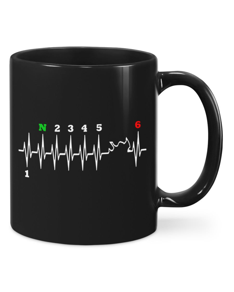 Motorcycle Coffee Mug | Motorcross Heartbeat | Drinkware Gift for Men Women Biker, Motorcyclist