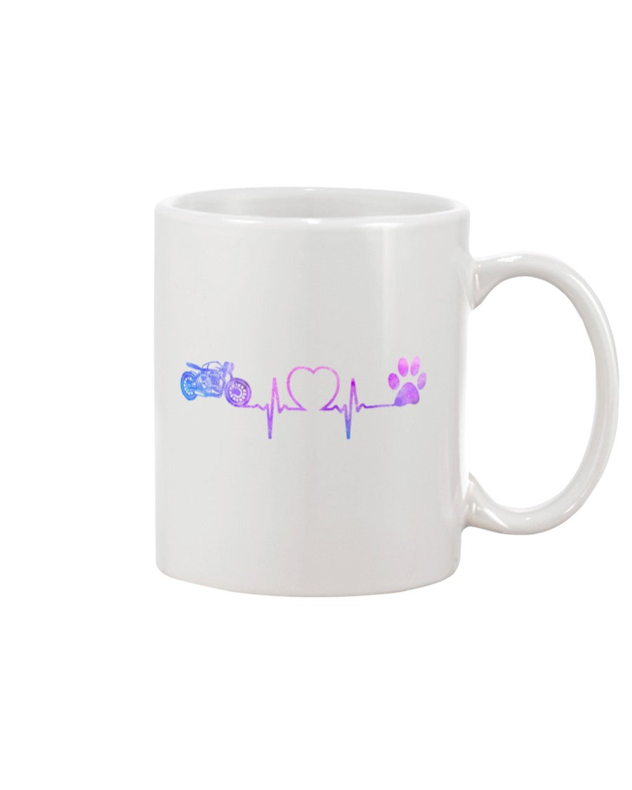 Motorcycle Coffee Mug | Motorcross Heartbeat | Drinkware Gift for Men Women Biker, Motorcyclist