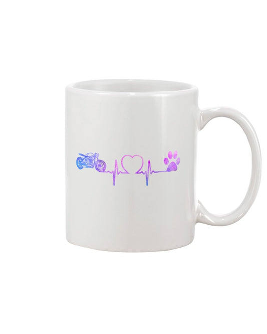 Motorcycle Coffee Mug | Motorcross Heartbeat | Drinkware Gift for Men Women Biker, Motorcyclist