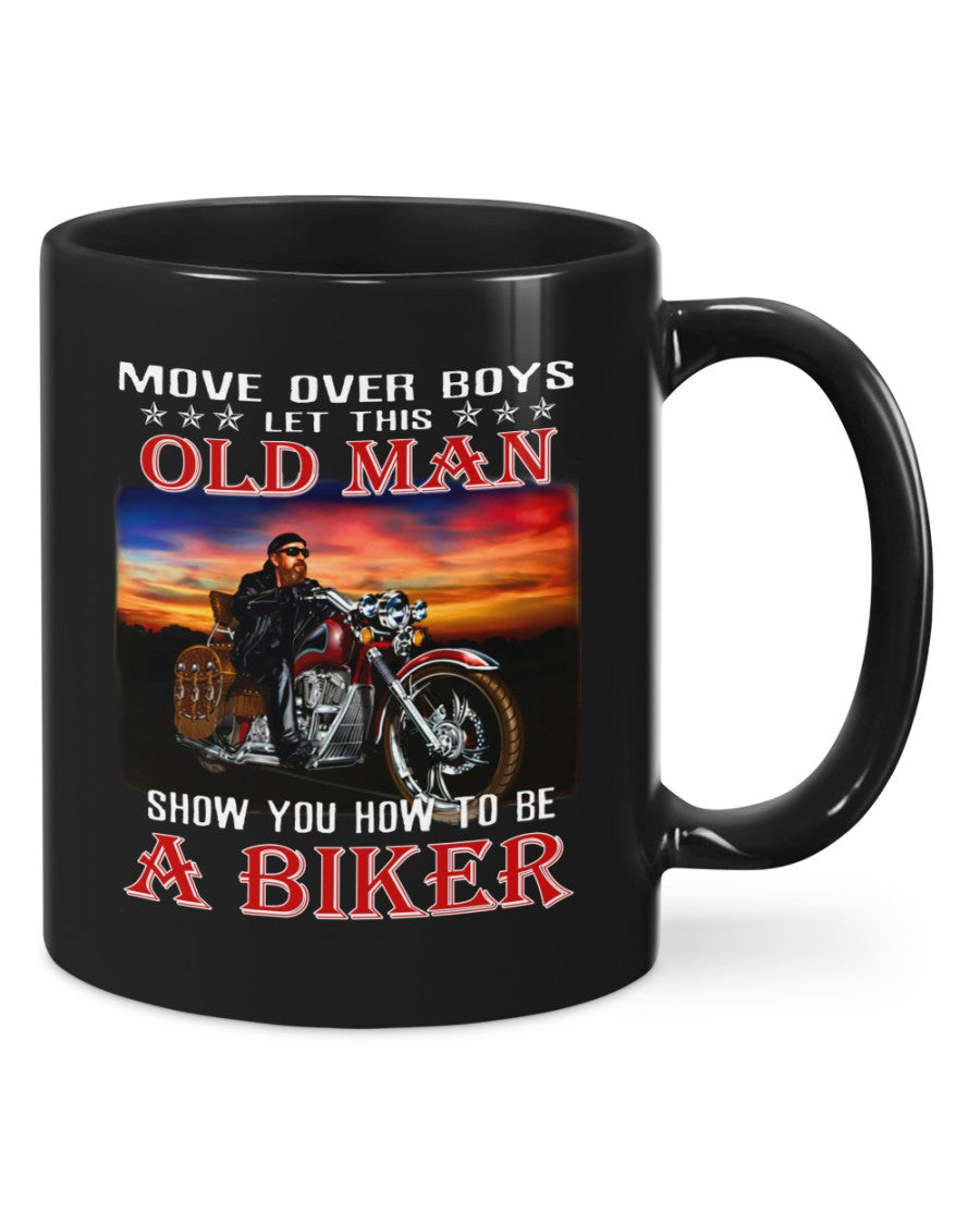 Motorcycle Coffee Mug | Old Man Biker | Drinkware Gift for Men Women Biker, Motorcyclist