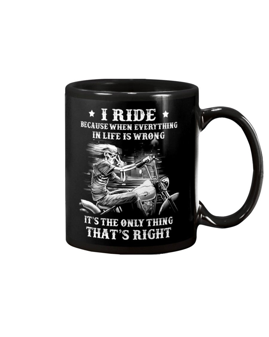 Motorcycle Coffee Mug | I Ride Because | Drinkware Gift for Men Women Biker, Motorcyclist