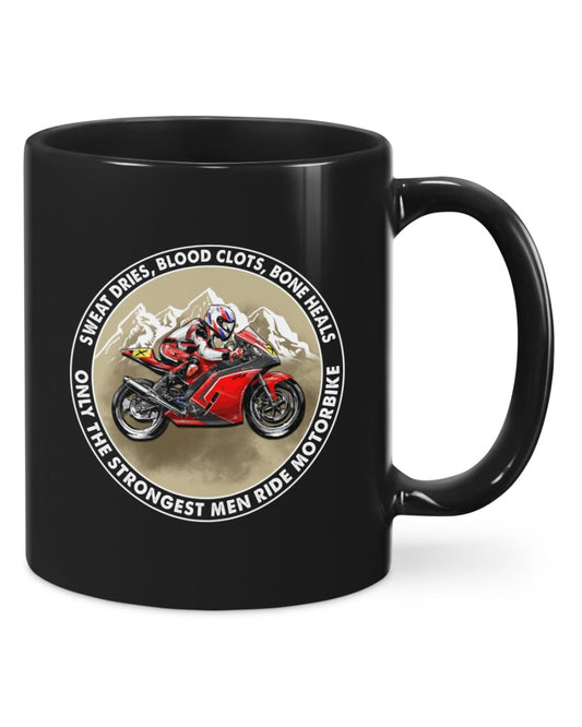 Motorcycle Coffee Mug | Sweat Dries | Drinkware Gift for Men Women Biker, Motorcyclist