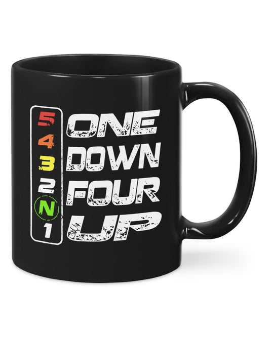 Motorcycle Coffee Mug | One Down Four Up | Drinkware Gift for Men Women Biker, Motorcyclist
