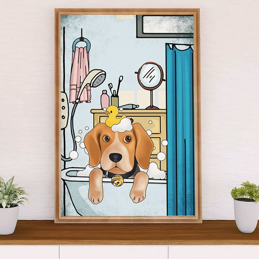 Beagle Dog Poster | Funny Dog in Bath | Wall Art Gift for Pocket Beagle Puppies Lover