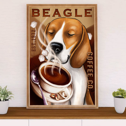 Beagle Dog Poster | Beagle Coffee | Wall Art Gift for Pocket Beagle Puppies Lover
