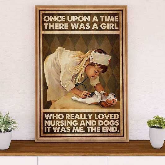 Beagle Dog Poster | Girl Loves Dogs | Wall Art Gift for Pocket Beagle Puppies Lover