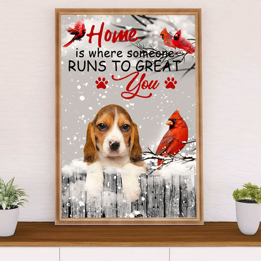 Beagle Dog Poster | Home Is Where | Wall Art Gift for Pocket Beagle Puppies Lover