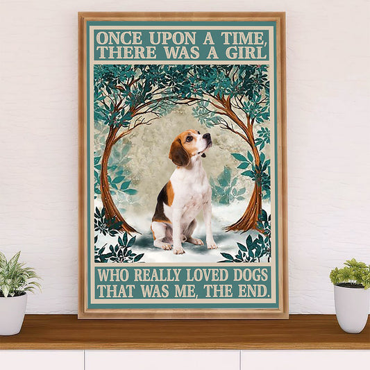 Beagle Dog Poster | Girl Loves Dog | Wall Art Gift for Pocket Beagle Puppies Lover