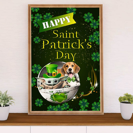 Beagle Dog Poster | St. Patrick's Day | Wall Art Gift for Pocket Beagle Puppies Lover