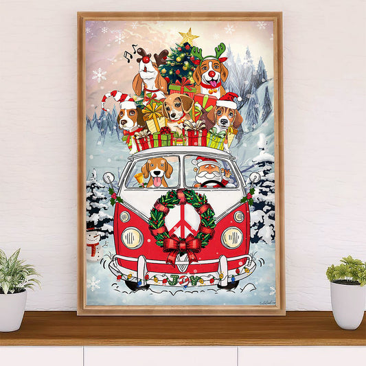 Beagle Dog Poster | Christmas Tree Santa Beagle | Wall Art Gift for Pocket Beagle Puppies Lover