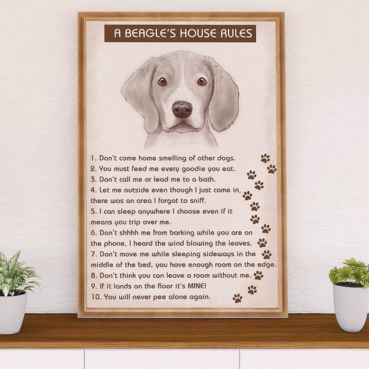 Beagle Dog Poster | Beagle's House Rules | Wall Art Gift for Pocket Beagle Puppies Lover