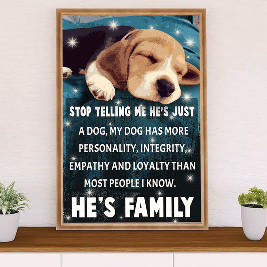 Beagle Dog Poster | Beagle Is My Family | Wall Art Gift for Pocket Beagle Puppies Lover