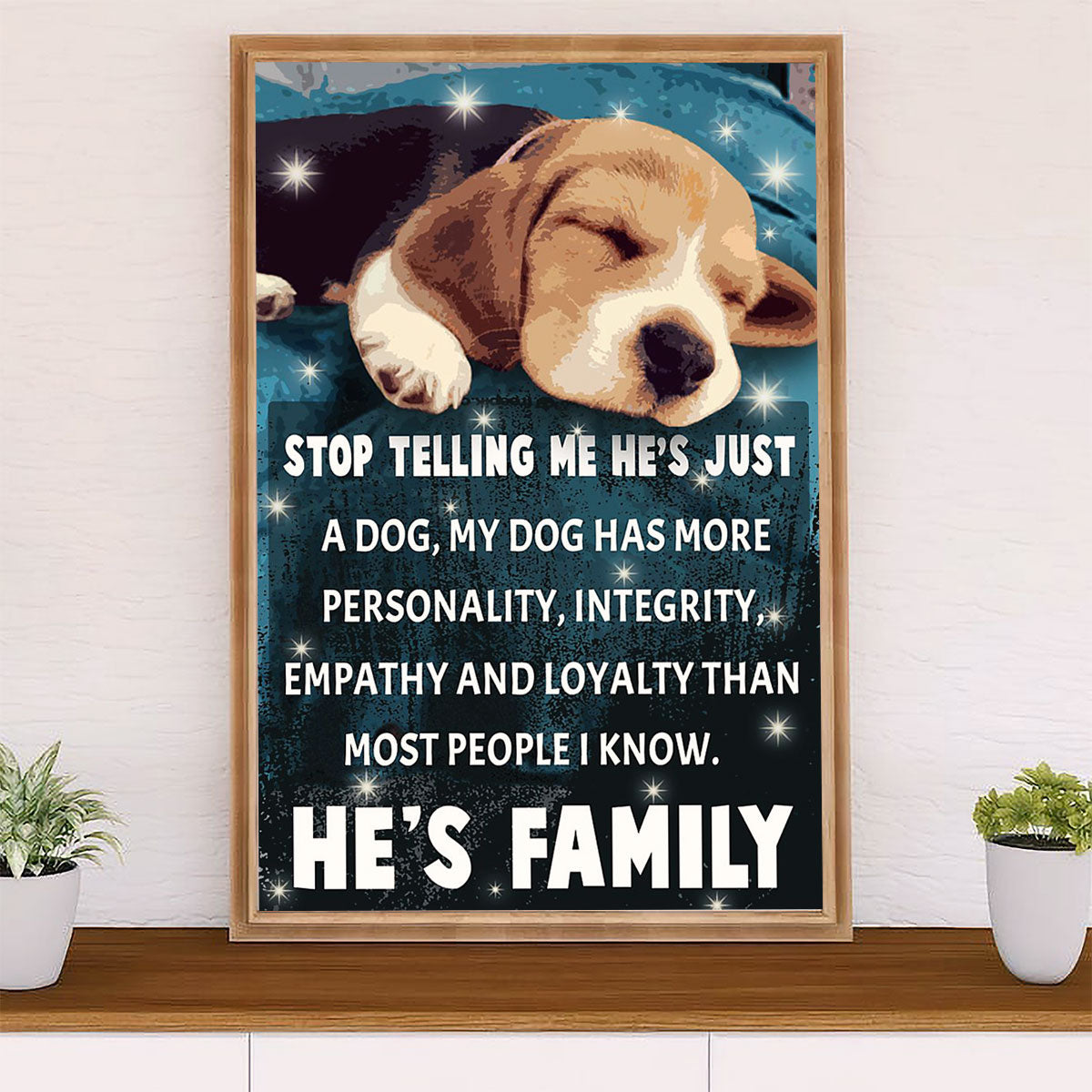 Beagle Dog Canvas Wall Art | Beagle Is My Family | Gift for Pocket Beagle Puppies Lover