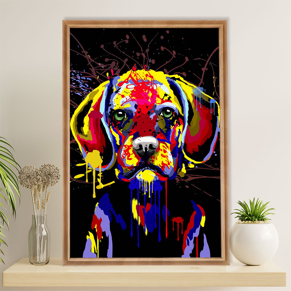 Beagle Dog Canvas Wall Art | Watercolor Dog Painting | Gift for Pocket Beagle Puppies Lover