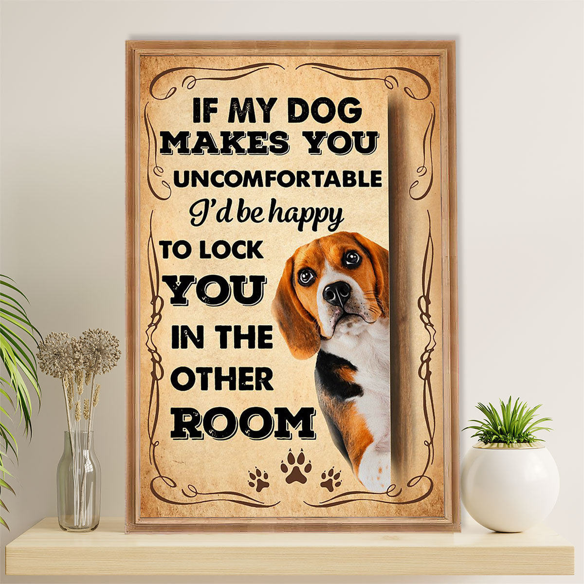 Beagle Dog Canvas Wall Art | Badass Quotes | Gift for Pocket Beagle Puppies Lover