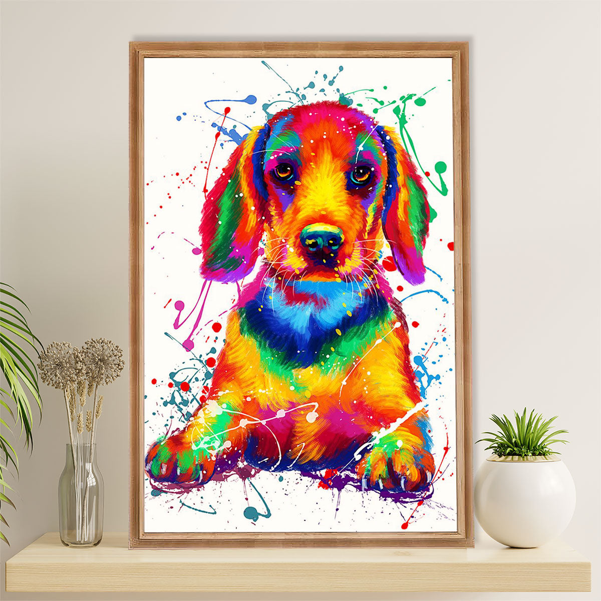 Beagle Dog Canvas Wall Art | Watercolor Dog Painting | Gift for Pocket Beagle Puppies Lover