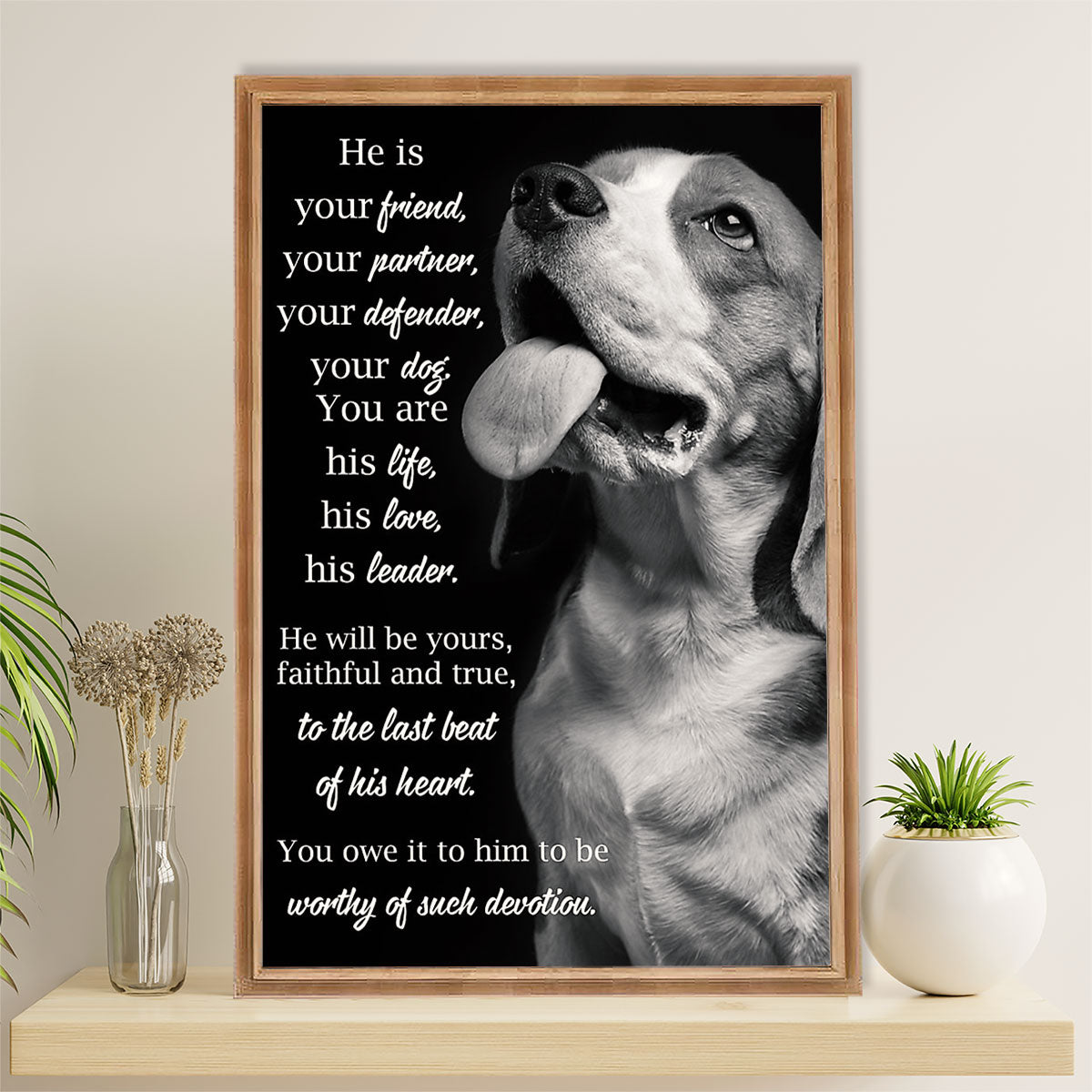 Beagle Dog Canvas Wall Art | He Is Your Friend | Gift for Pocket Beagle Puppies Lover
