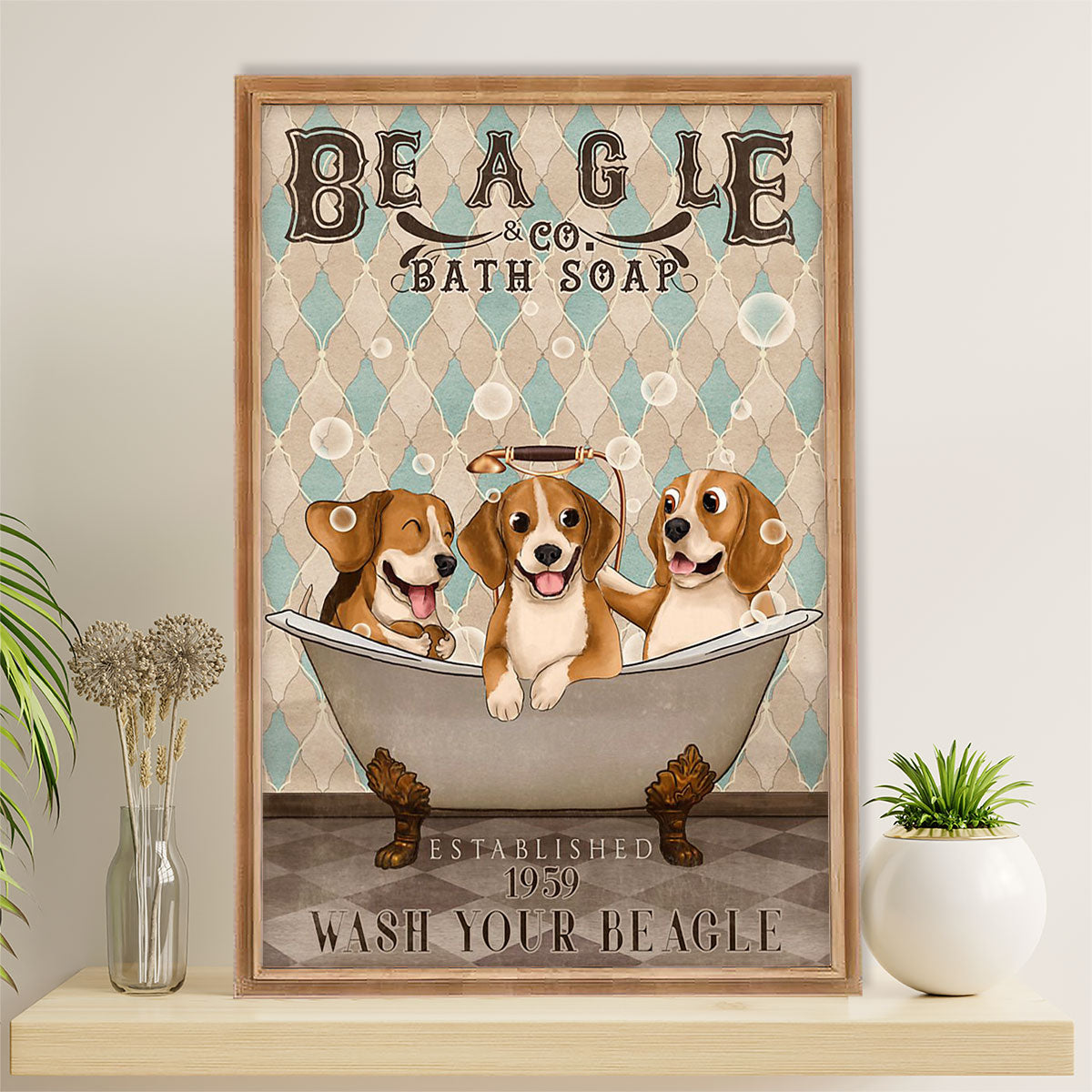 Beagle Dog Poster | Beagle Bath Soap | Wall Art Gift for Pocket Beagle Puppies Lover