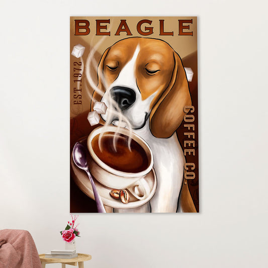 Beagle Dog Canvas Wall Art | Beagle Coffee | Gift for Pocket Beagle Puppies Lover