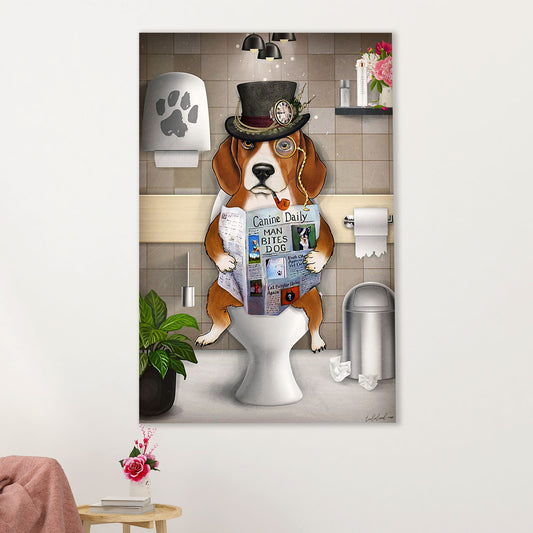 Beagle Dog Canvas Wall Art | Funny Dog in Toilet | Gift for Pocket Beagle Puppies Lover