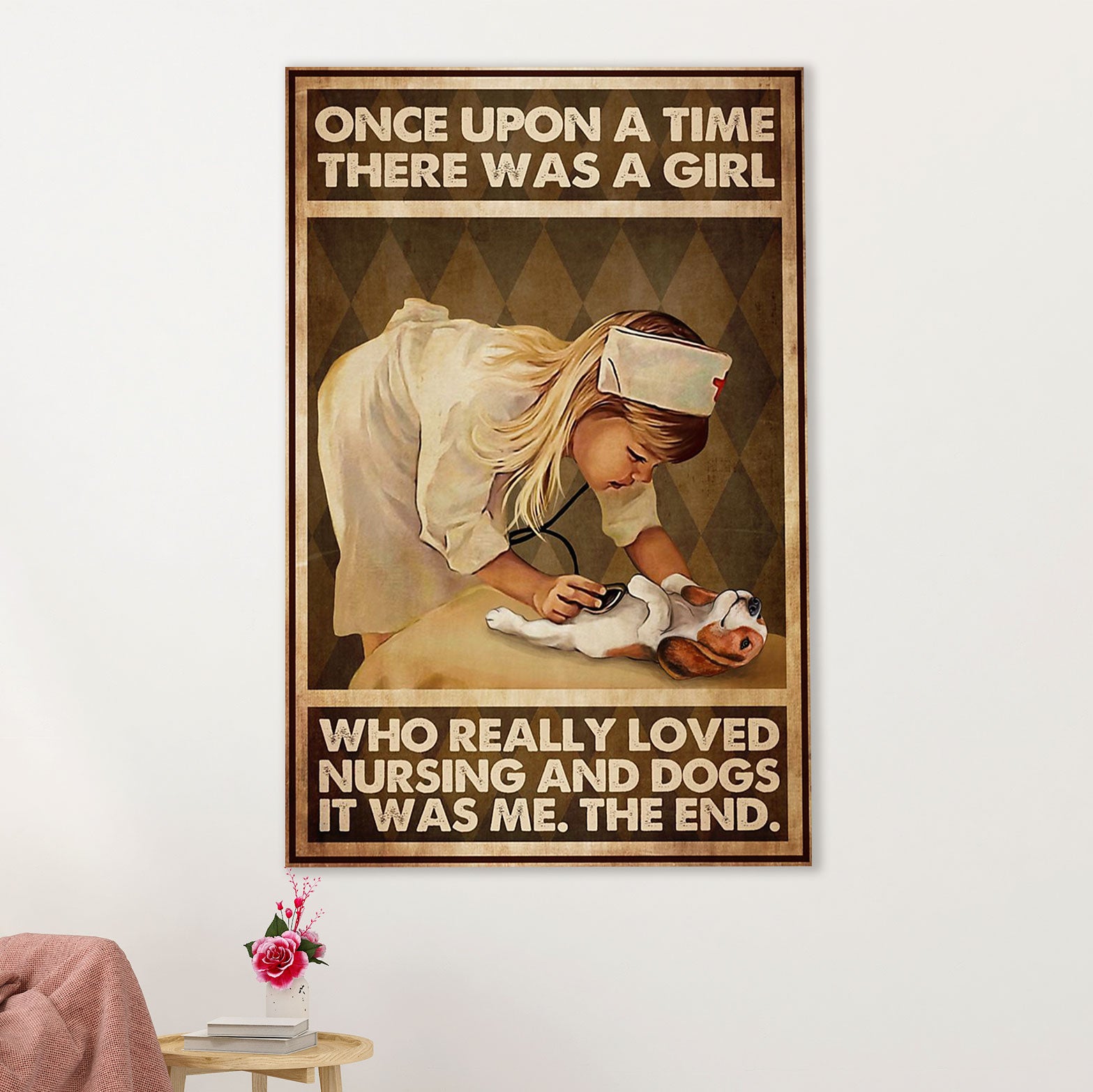 Beagle Dog Canvas Wall Art | Girl Loves Dogs | Gift for Pocket Beagle Puppies Lover