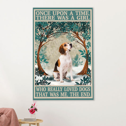 Beagle Dog Canvas Wall Art | Girl Loves Dog | Gift for Pocket Beagle Puppies Lover