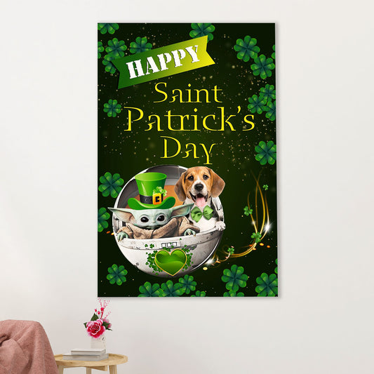 Beagle Dog Canvas Wall Art | St. Patrick's Day | Gift for Pocket Beagle Puppies Lover