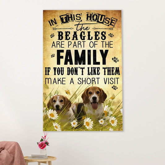 Beagle Dog Canvas Wall Art | In This House | Gift for Pocket Beagle Puppies Lover