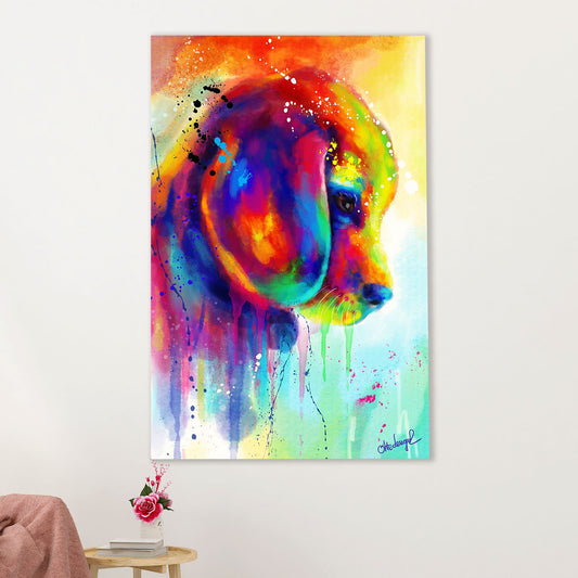 Beagle Dog Canvas Wall Art | Watercolor Dog Painting | Gift for Pocket Beagle Puppies Lover
