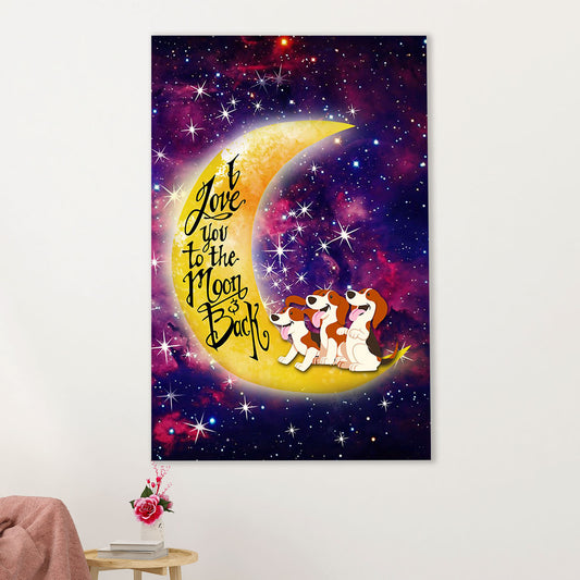 Beagle Dog Canvas Wall Art | Love You To The Moon And Back | Gift for Pocket Beagle Puppies Lover