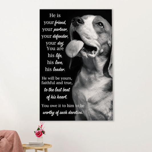 Beagle Dog Canvas Wall Art | He Is Your Friend | Gift for Pocket Beagle Puppies Lover