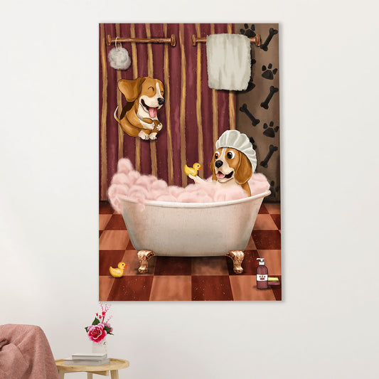 Beagle Dog Canvas Wall Art | Funny Beagles in Bath | Gift for Pocket Beagle Puppies Lover