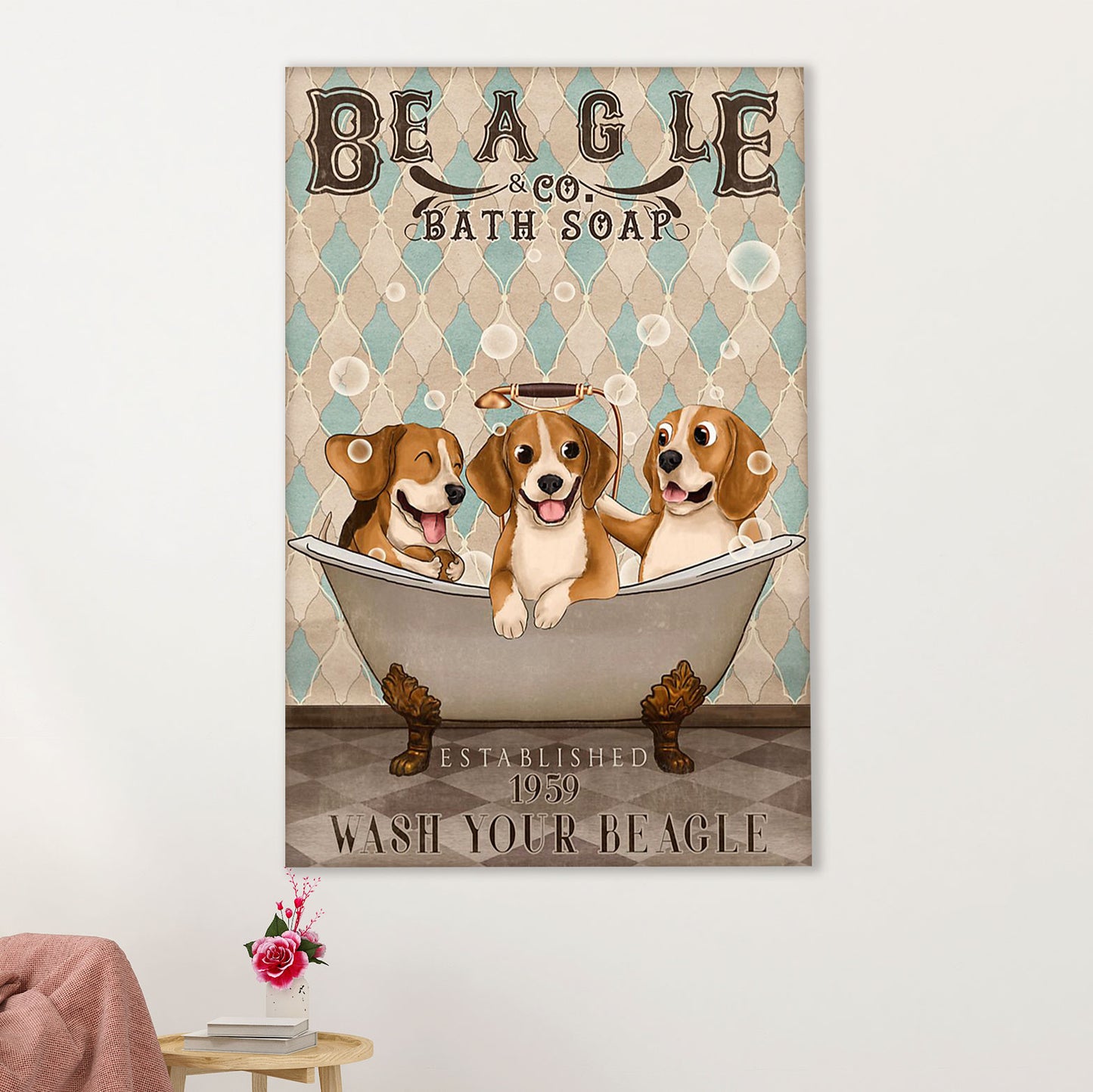 Beagle Dog Poster | Beagle Bath Soap | Wall Art Gift for Pocket Beagle Puppies Lover