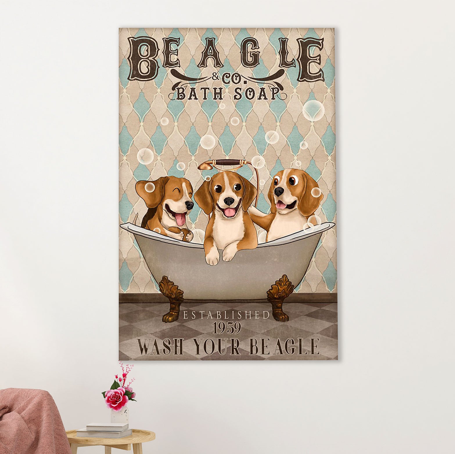 Beagle Dog Poster | Beagle Bath Soap | Wall Art Gift for Pocket Beagle Puppies Lover