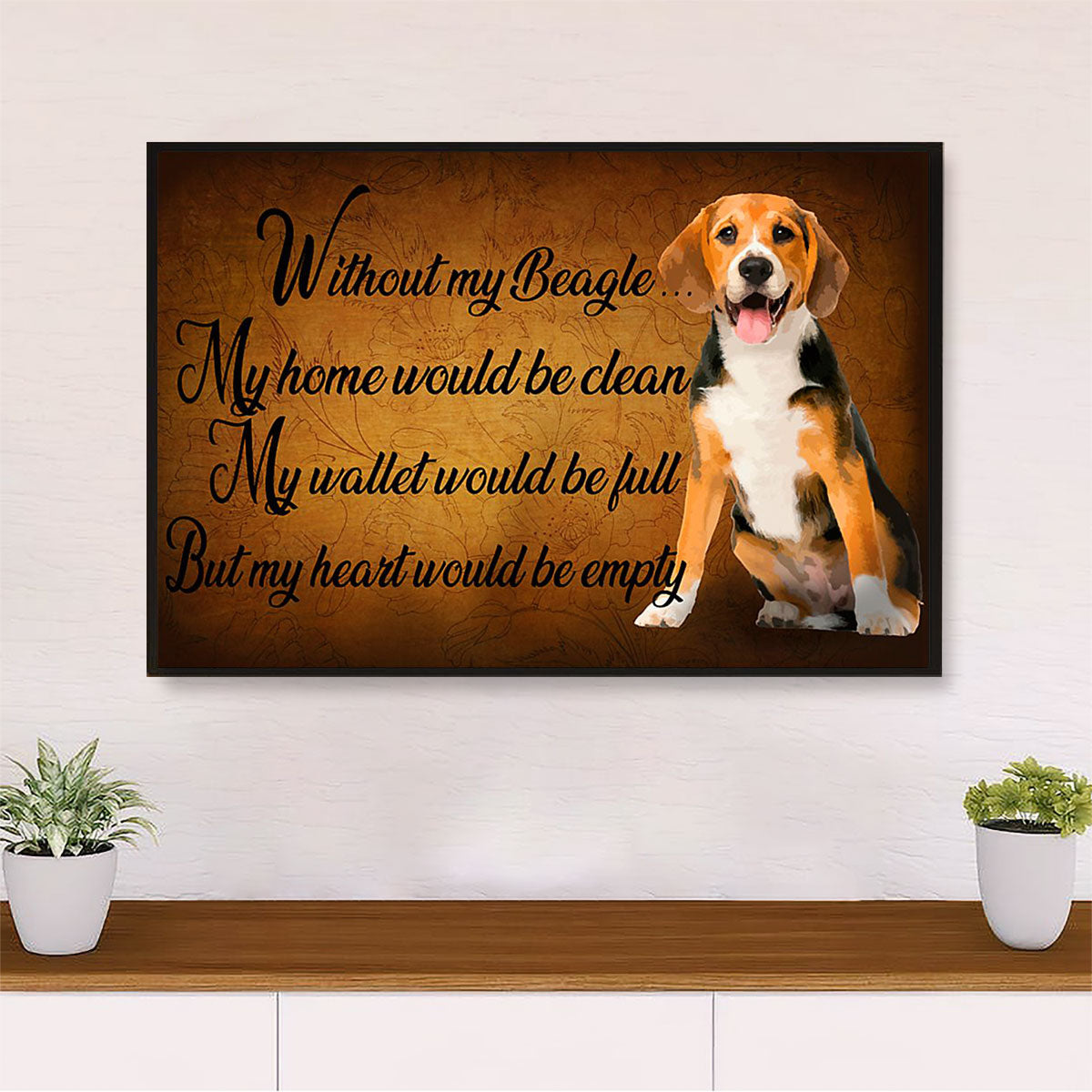 Beagle Dog Canvas Wall Art Prints Lovely Quotes Motivational